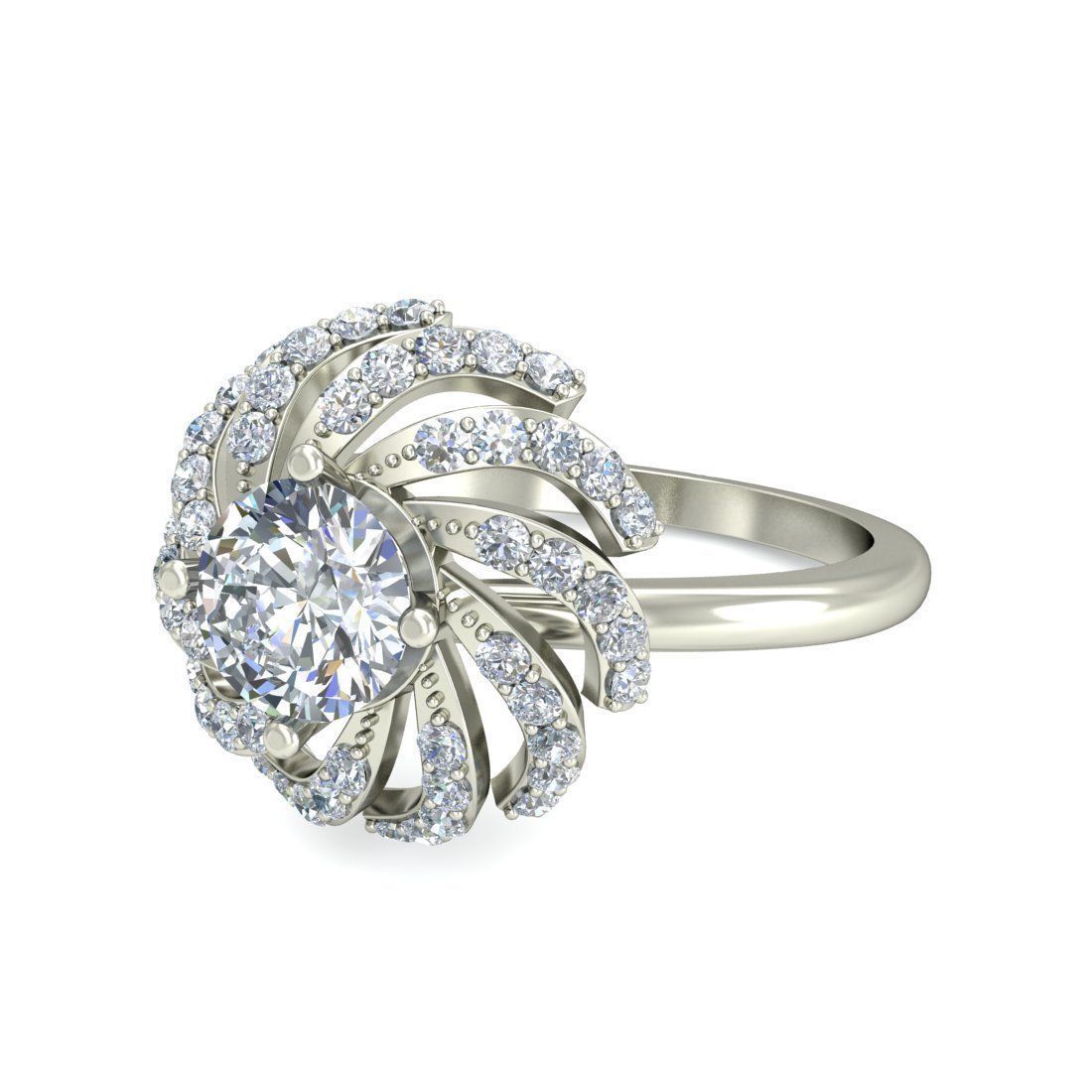 Women solitaire ring 3dm stl render detail 3D print model 3D print model_4