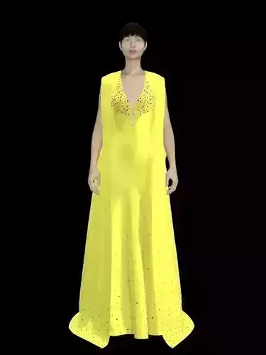 Yellow cape studded gown