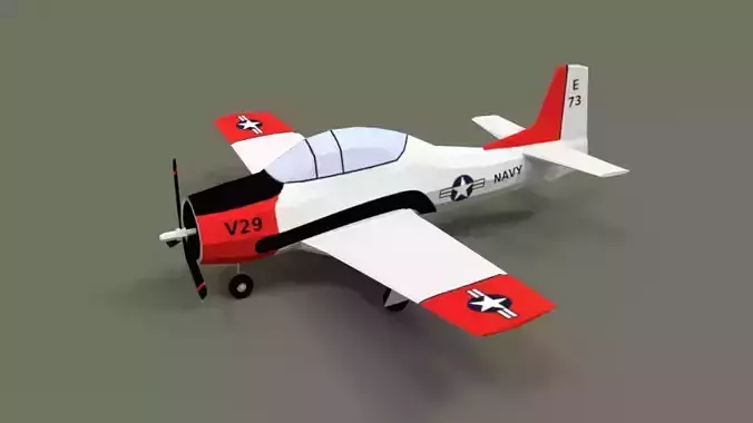 Low Poly T-28 Trojan Training Airplane