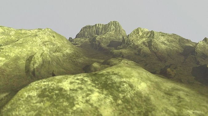 Mossy Rock Terrain Low-poly 3D model