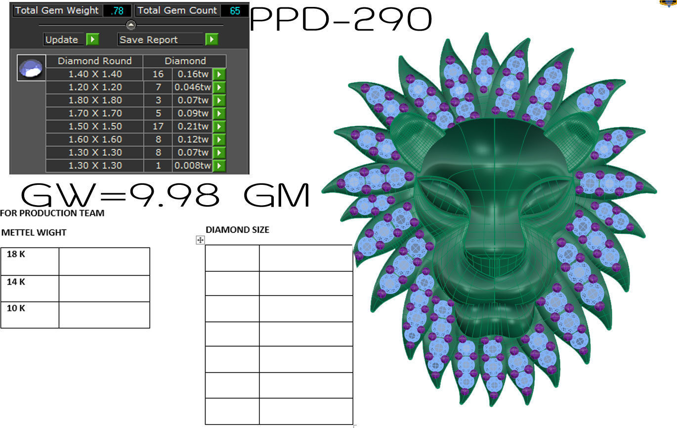 Lion Face pendant 3dm render detail 3D print model 3D print model_6