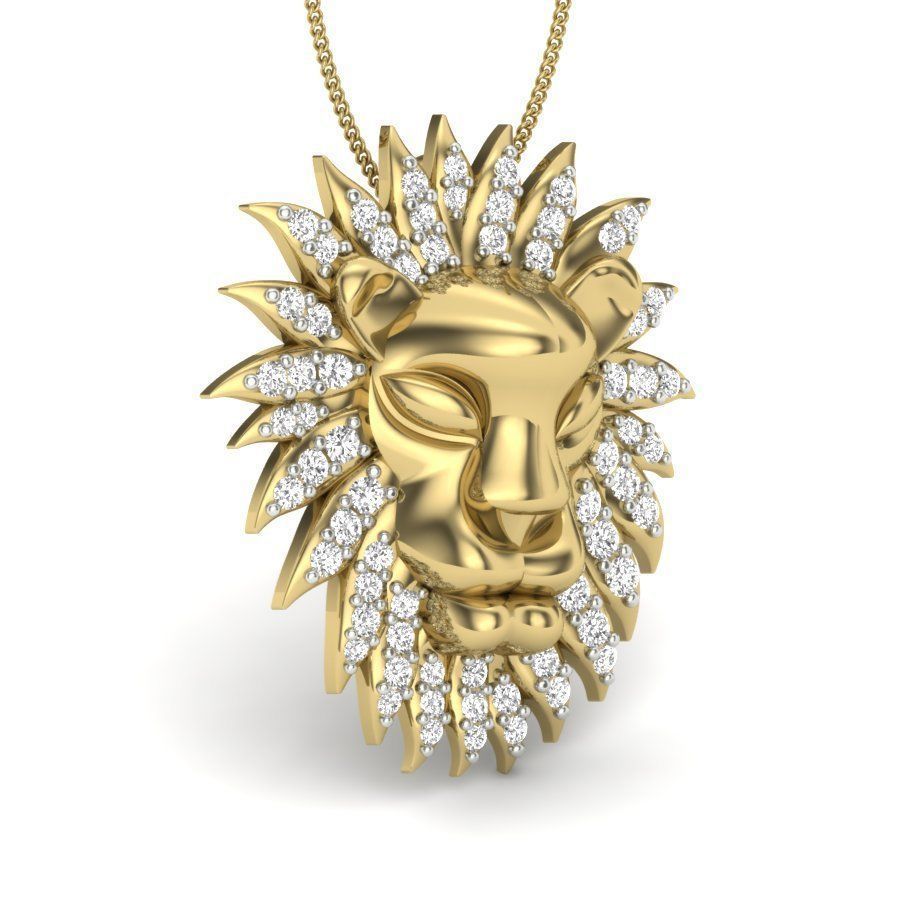 Lion Face pendant 3dm render detail 3D print model 3D print model_3