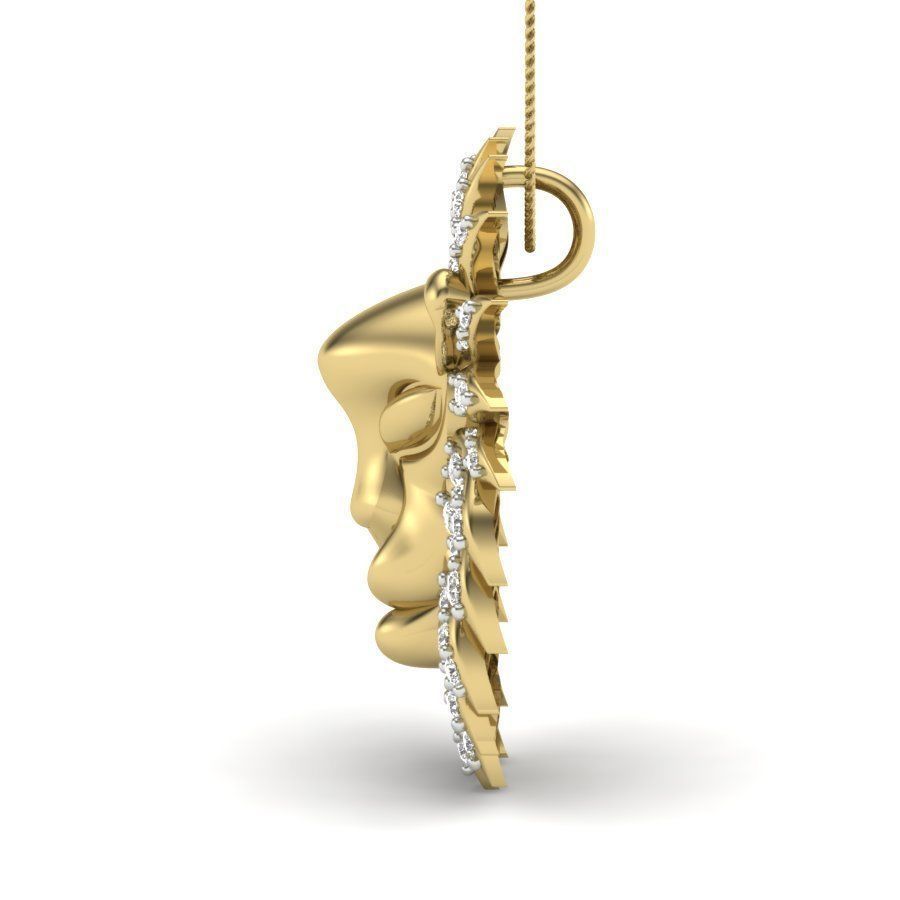 Lion Face pendant 3dm render detail 3D print model 3D print model_5