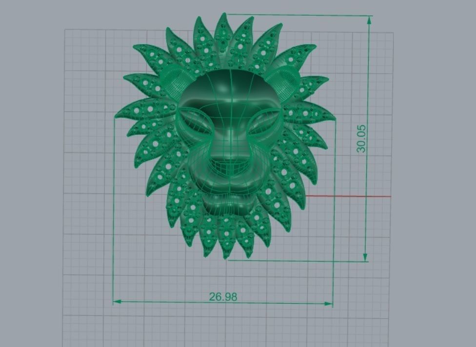 Lion Face pendant 3dm render detail 3D print model 3D print model_7