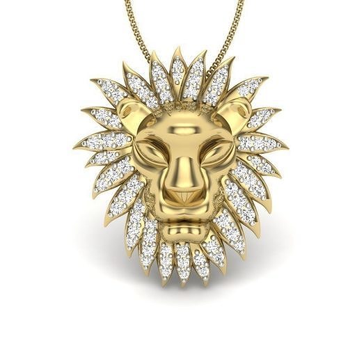 Lion Face pendant 3dm render detail 3D print model 3D print model