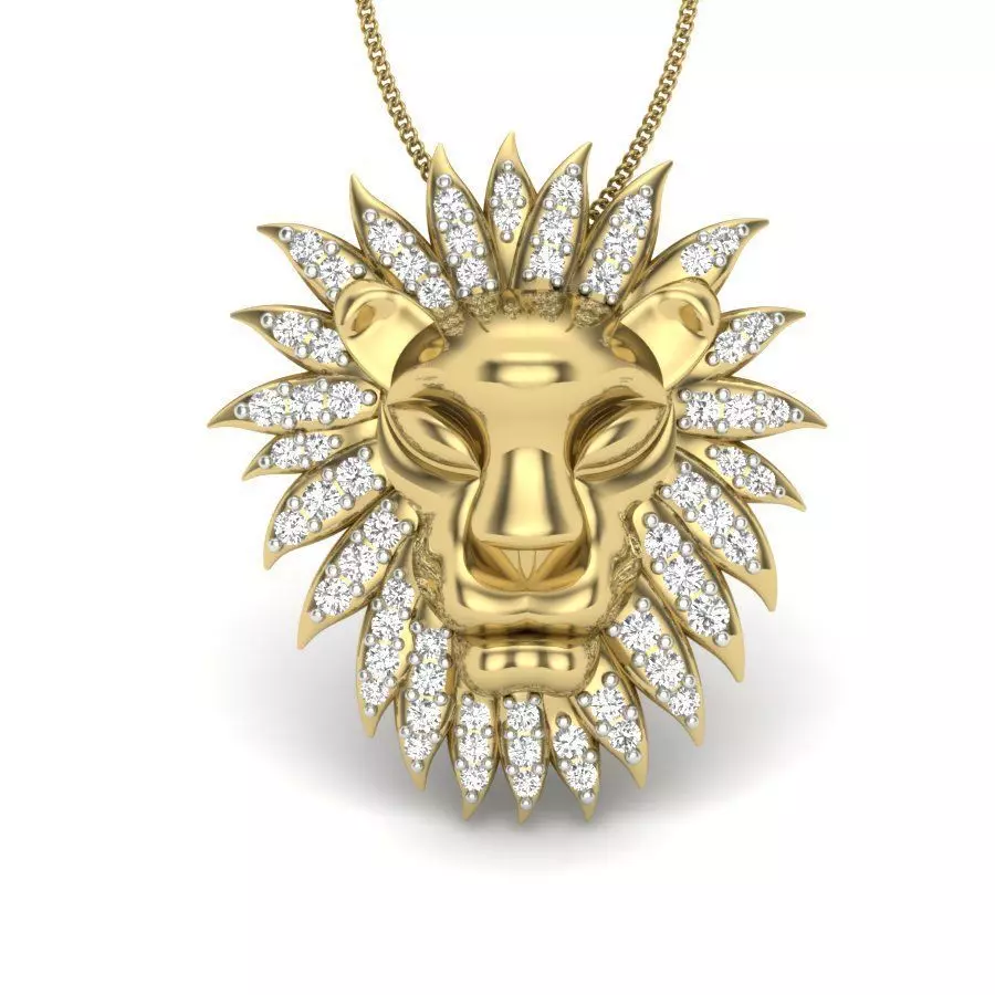 Lion Face pendant 3dm render detail 3D print model 3D print model_0
