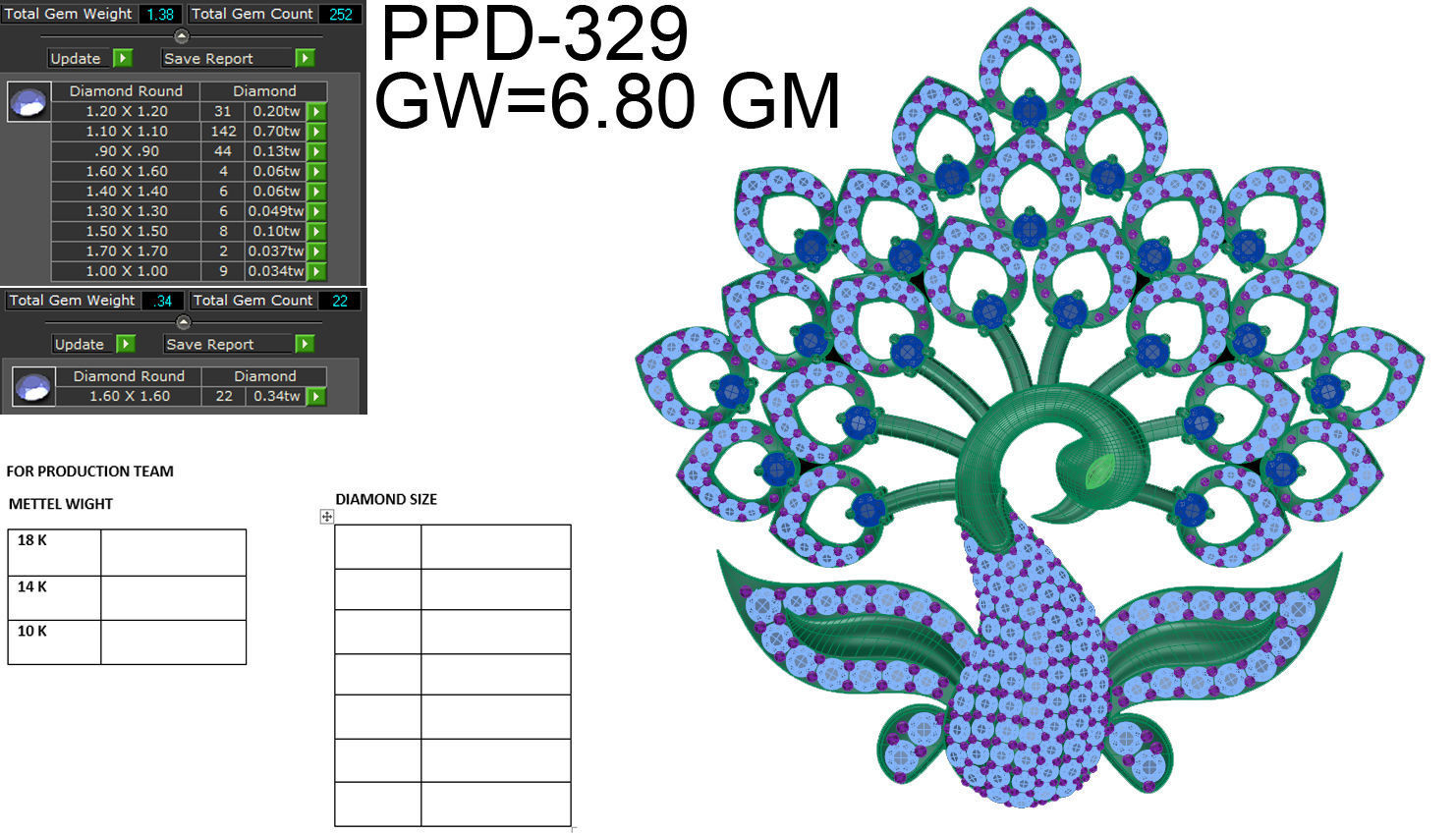 Peacock pendant 3dm render detail 3D print model 3D print model_6