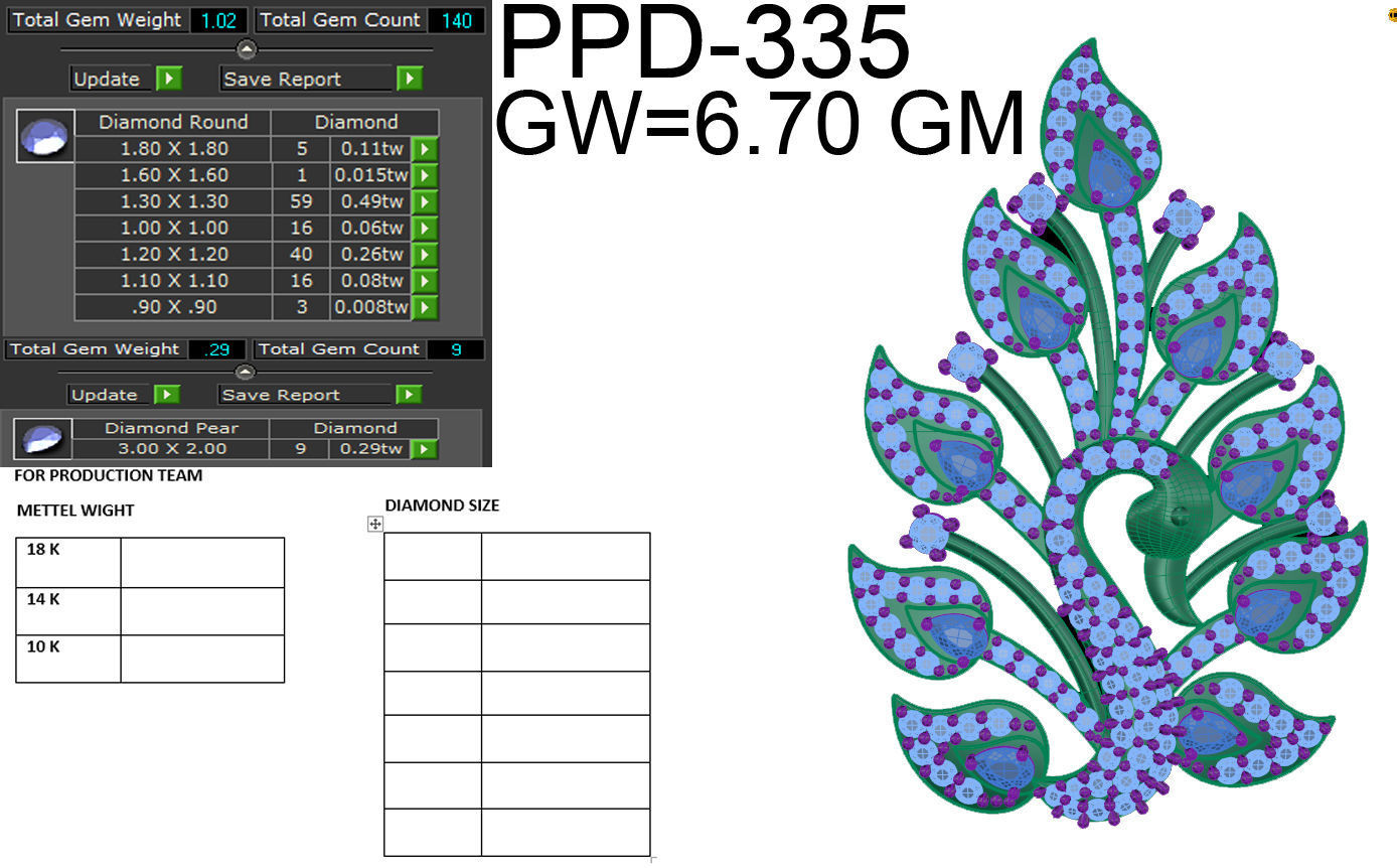 Peacock pendant 3dm render detail 3D print model 3D print model_6