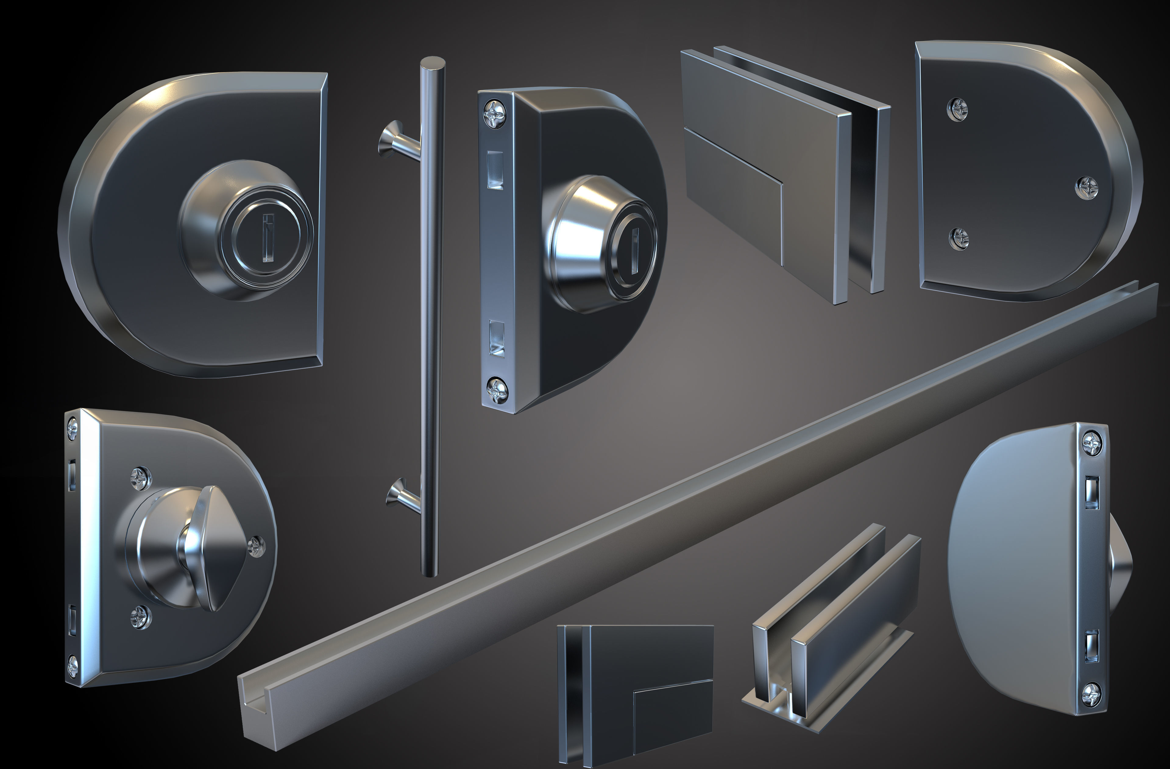 Glass Door 3D model_3