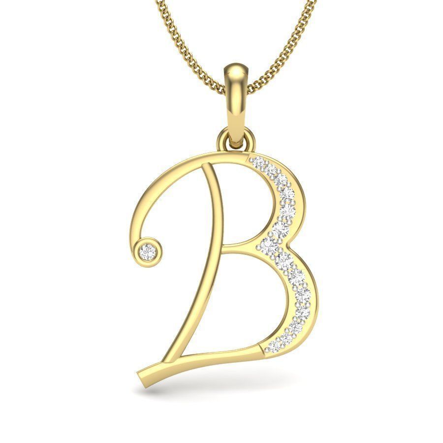 Alphabet-B pendant 3dm render detail 3D print model 3D print model_2