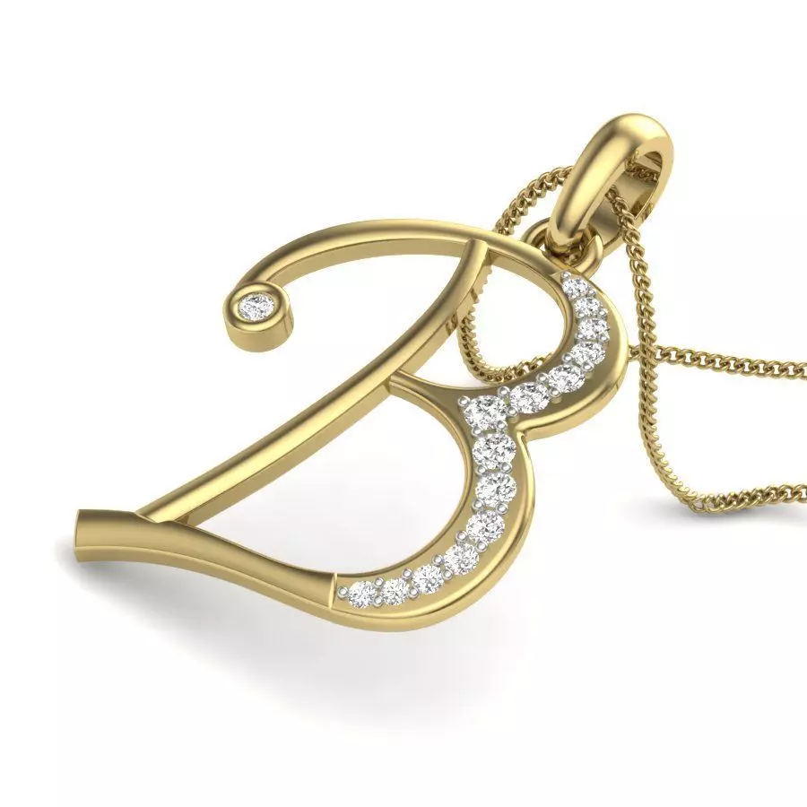 Alphabet-B pendant 3dm render detail 3D print model 3D print model_0