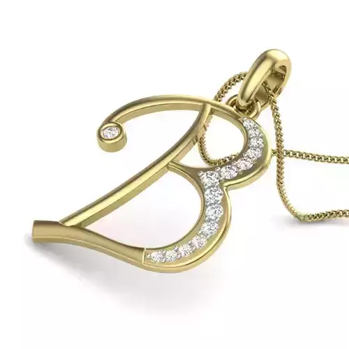 Alphabet-B pendant 3dm render detail 3D print model 3D print model