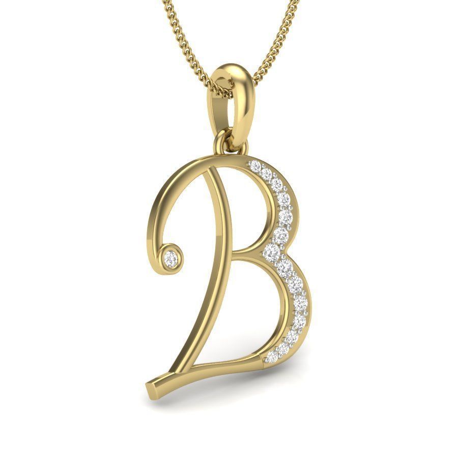 Alphabet-B pendant 3dm render detail 3D print model 3D print model_3