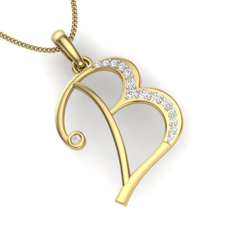 Alphabet-B pendant 3dm render detail 3D print model 3D print model_4