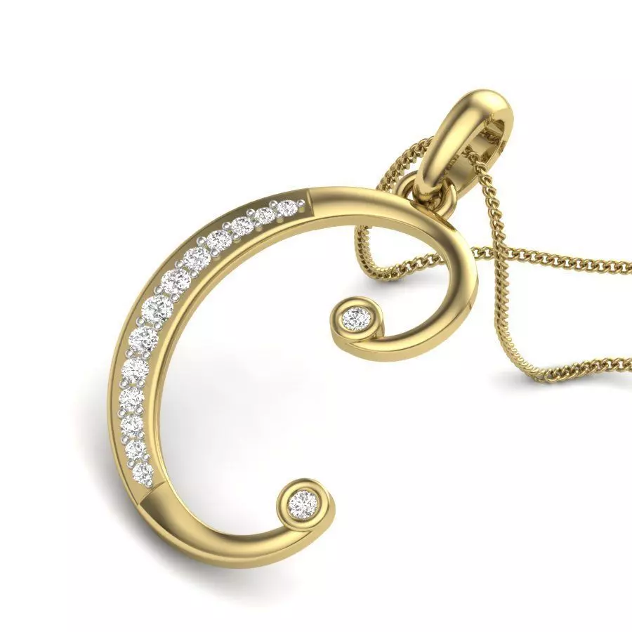 Alphabet-C pendant 3dm render detail 3D print model 3D print model_0