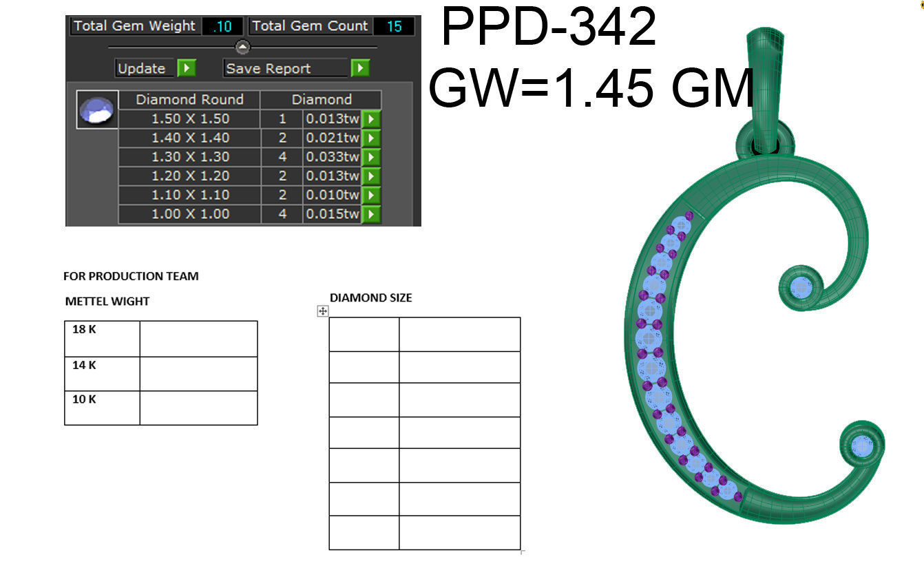 Alphabet-C pendant 3dm render detail 3D print model 3D print model_6