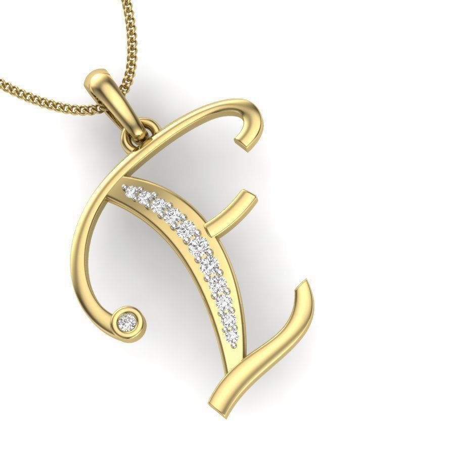 Alphabet-F pendant 3dm render detail 3D print model 3D print model_3