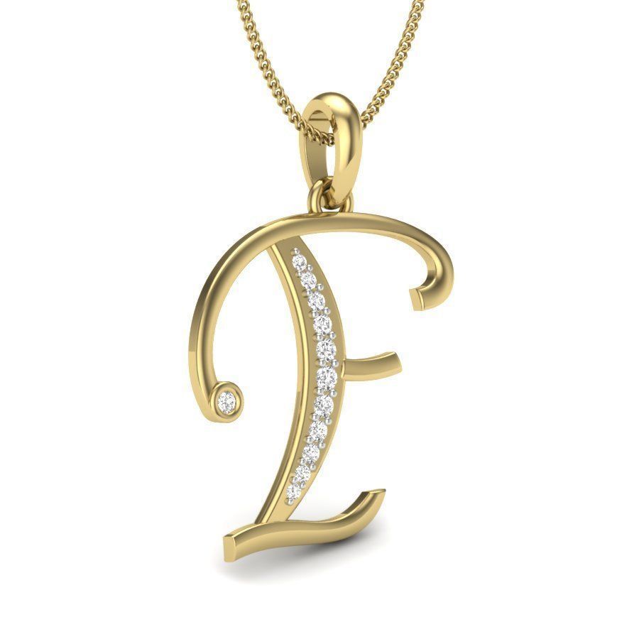Alphabet-F pendant 3dm render detail 3D print model 3D print model_2