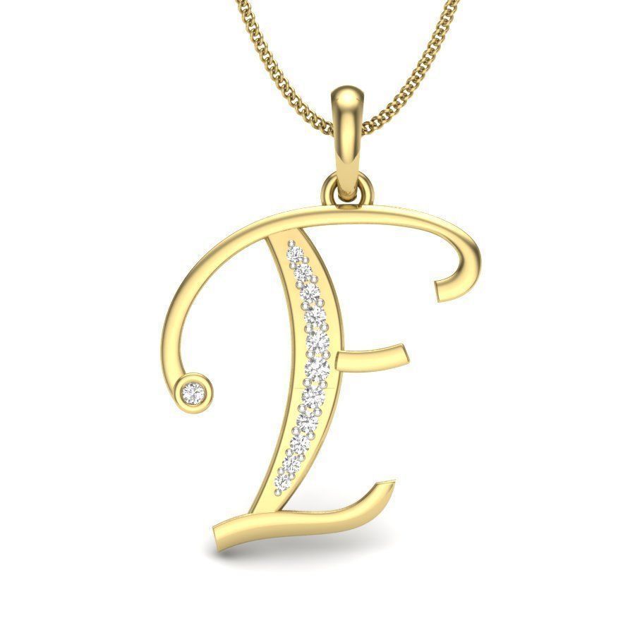 Alphabet-F pendant 3dm render detail 3D print model 3D print model_5