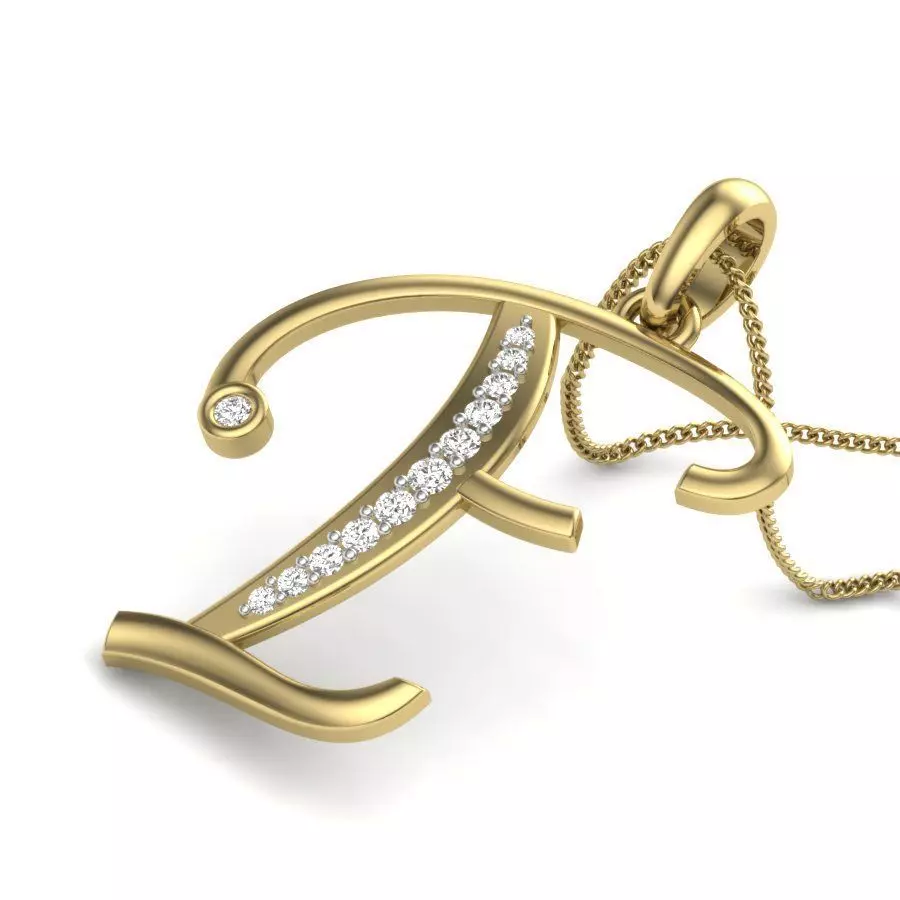 Alphabet-F pendant 3dm render detail 3D print model 3D print model_0