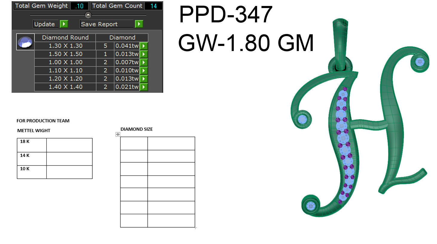 Alphabet-H pendant 3dm render detail 3D print model 3D print model_6