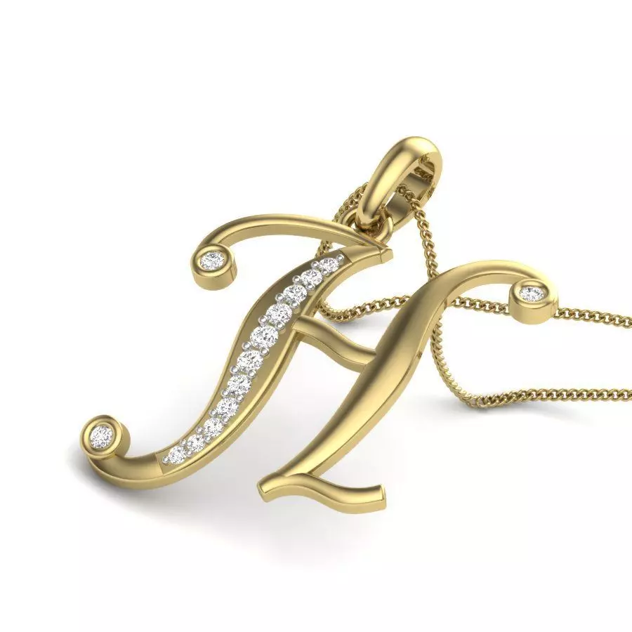 Alphabet-H pendant 3dm render detail 3D print model 3D print model_0