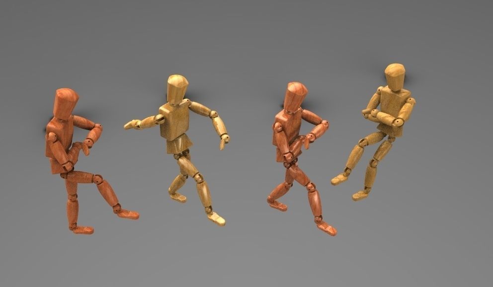 Wooden model mannequin Free 3D model_1