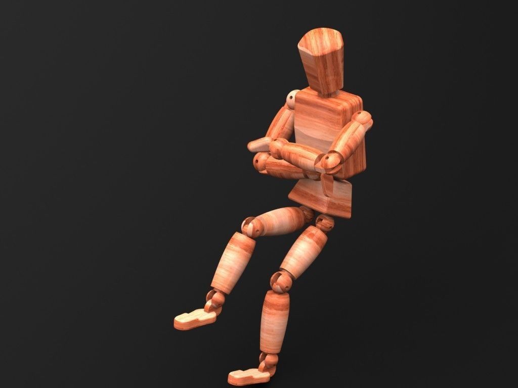 Wooden model mannequin Free 3D model_3