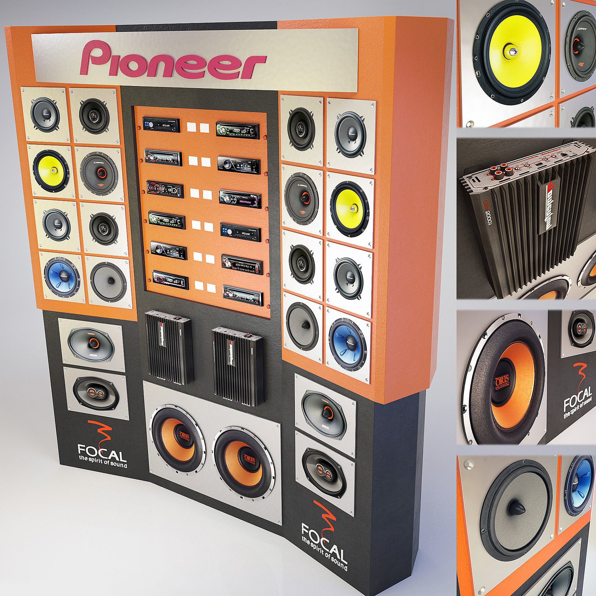 3D Demonstration stand for car stereos and acoustics