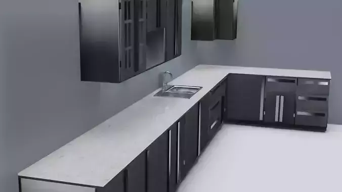 Low Poly Kitchen Grey