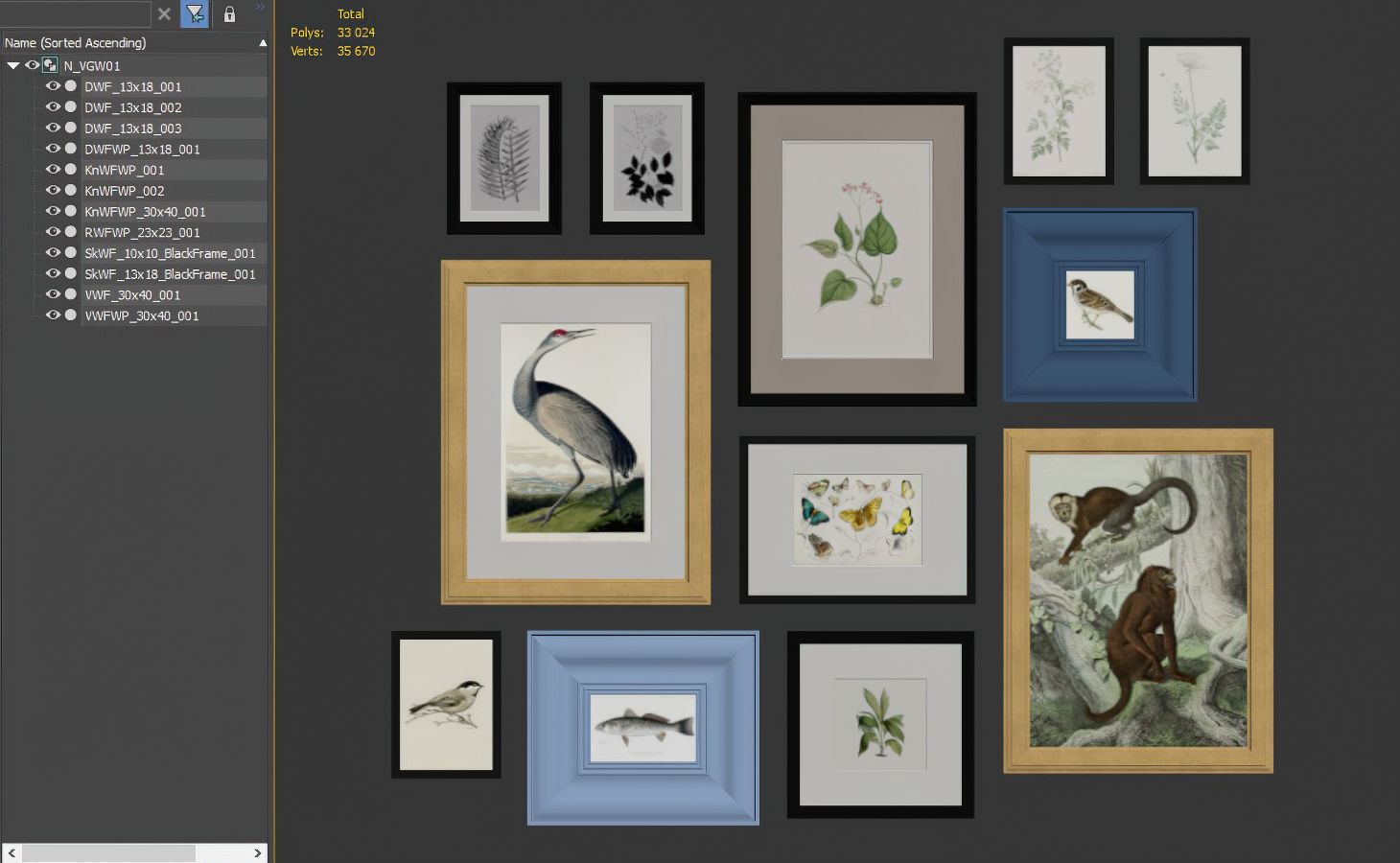 Vintage gallery wall 3D model_21