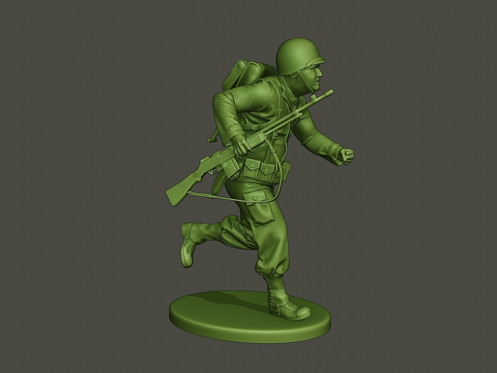 American soldier ww2 run A3 3D print model_8