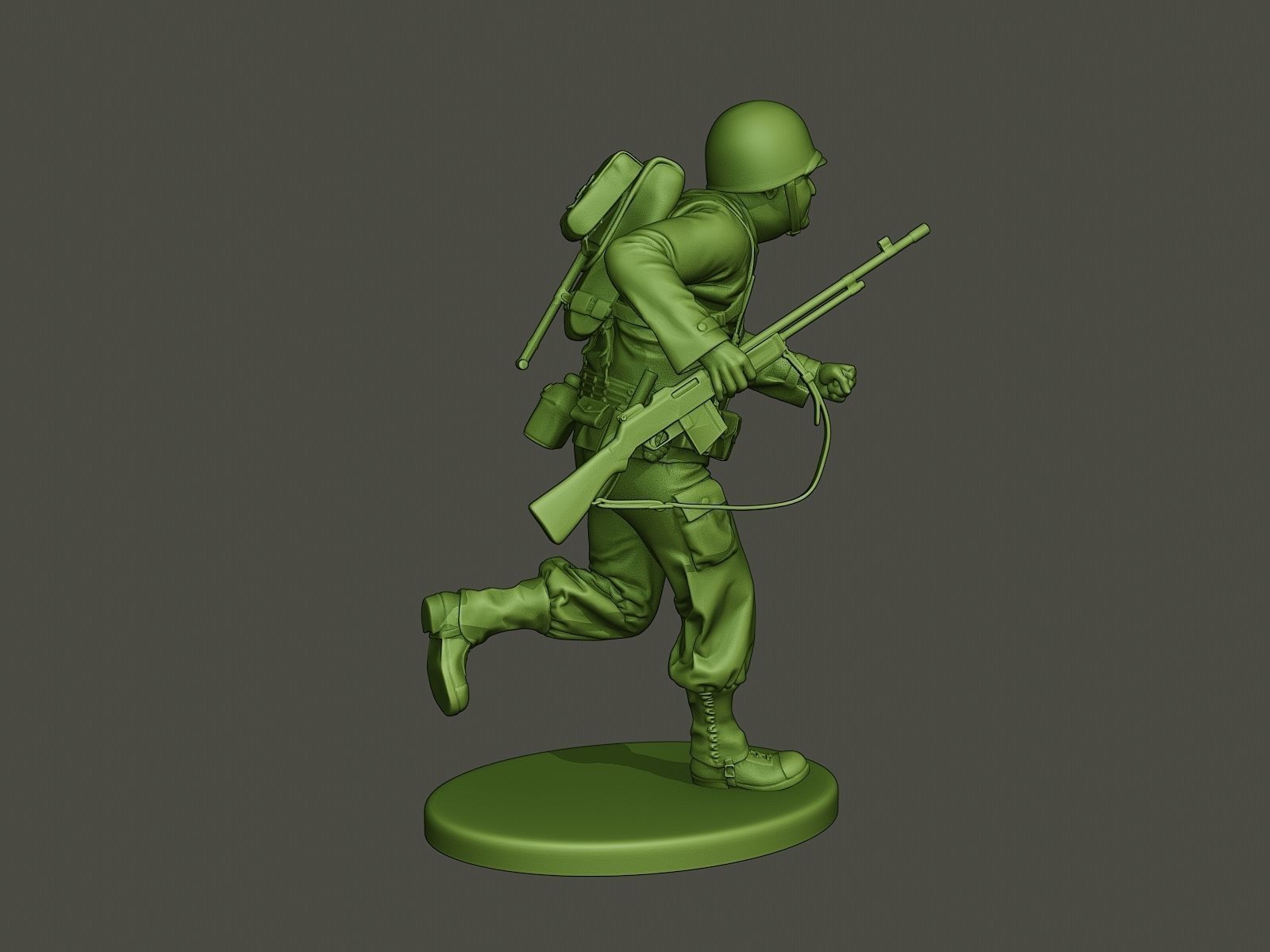 American soldier ww2 run A3 3D print model_7
