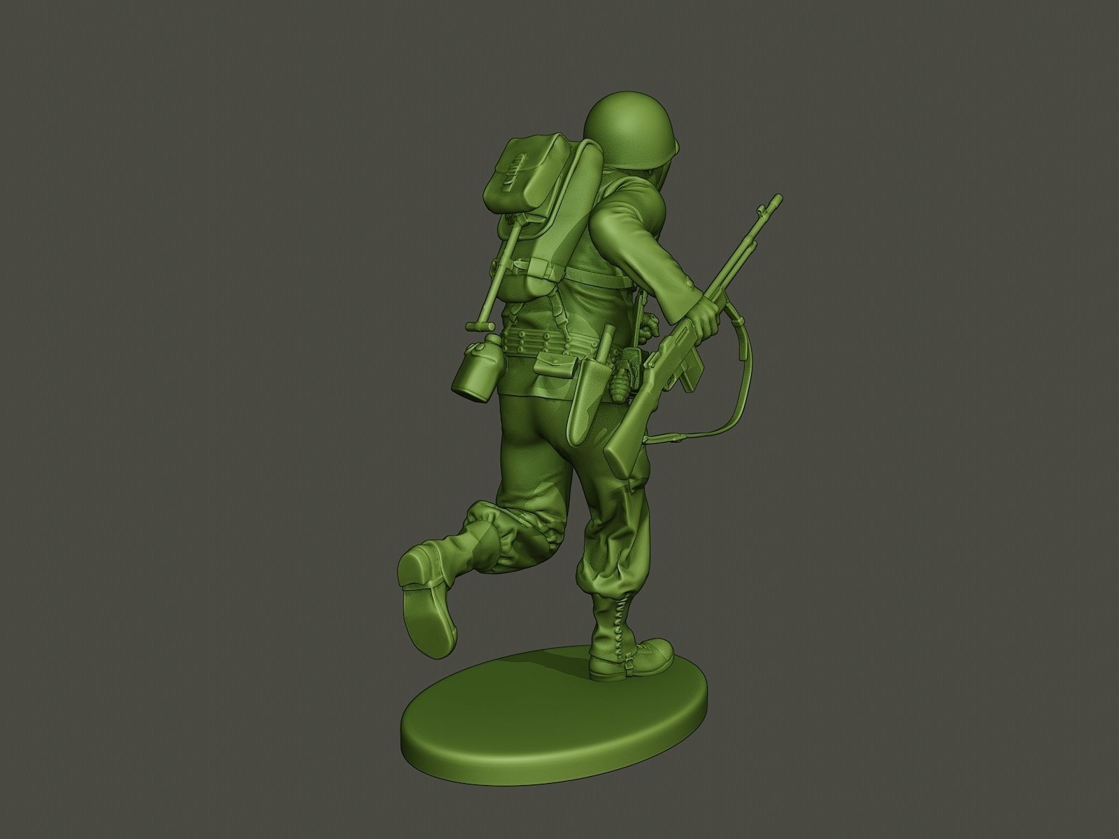 American soldier ww2 run A3 3D print model_6