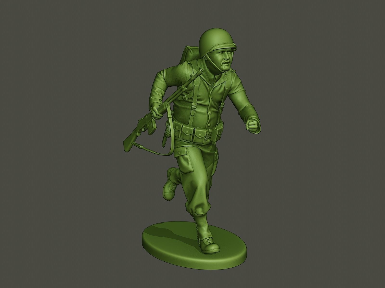 American soldier ww2 run A3 3D print model_9
