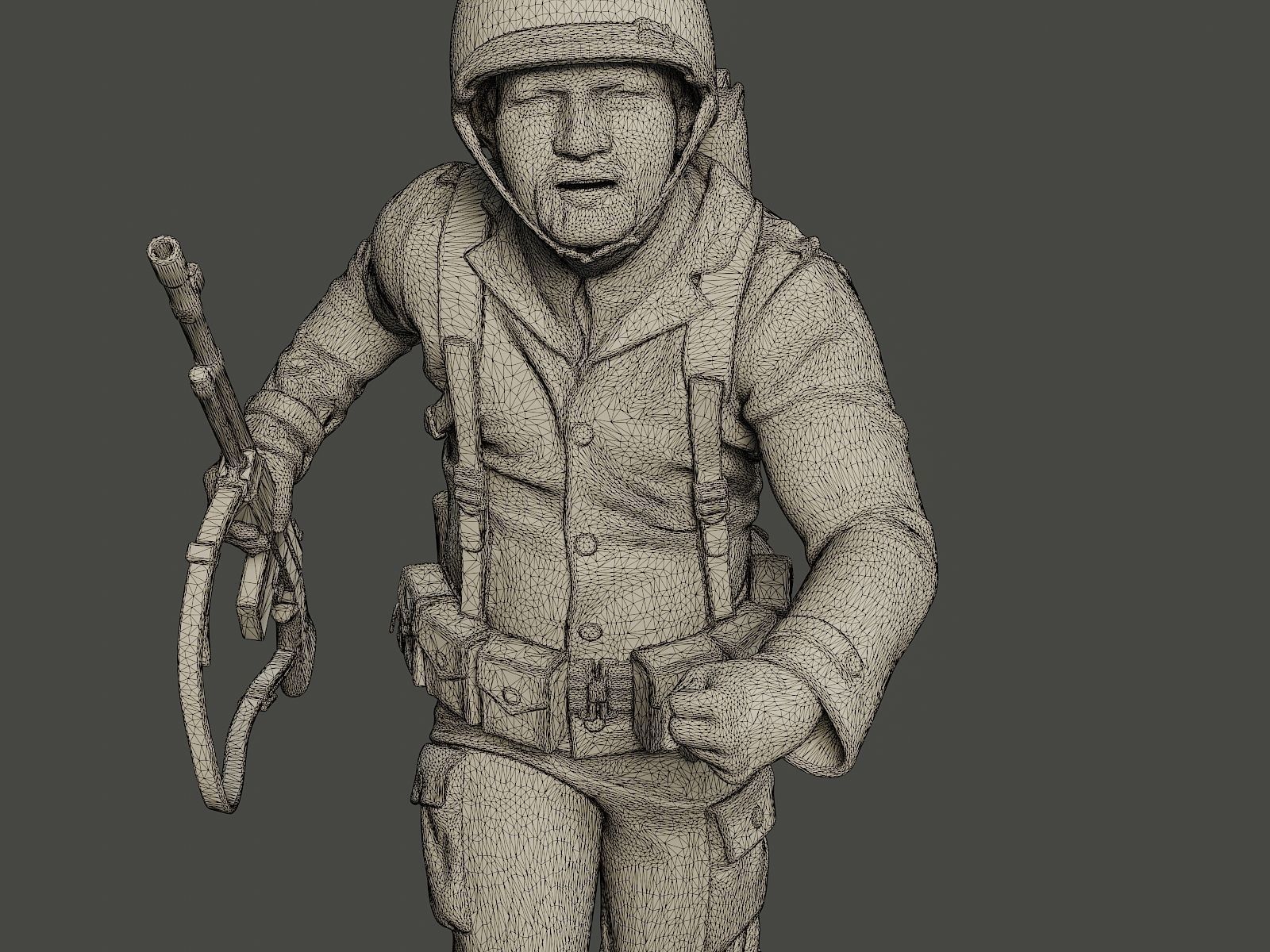 American soldier ww2 run A3 3D print model_11