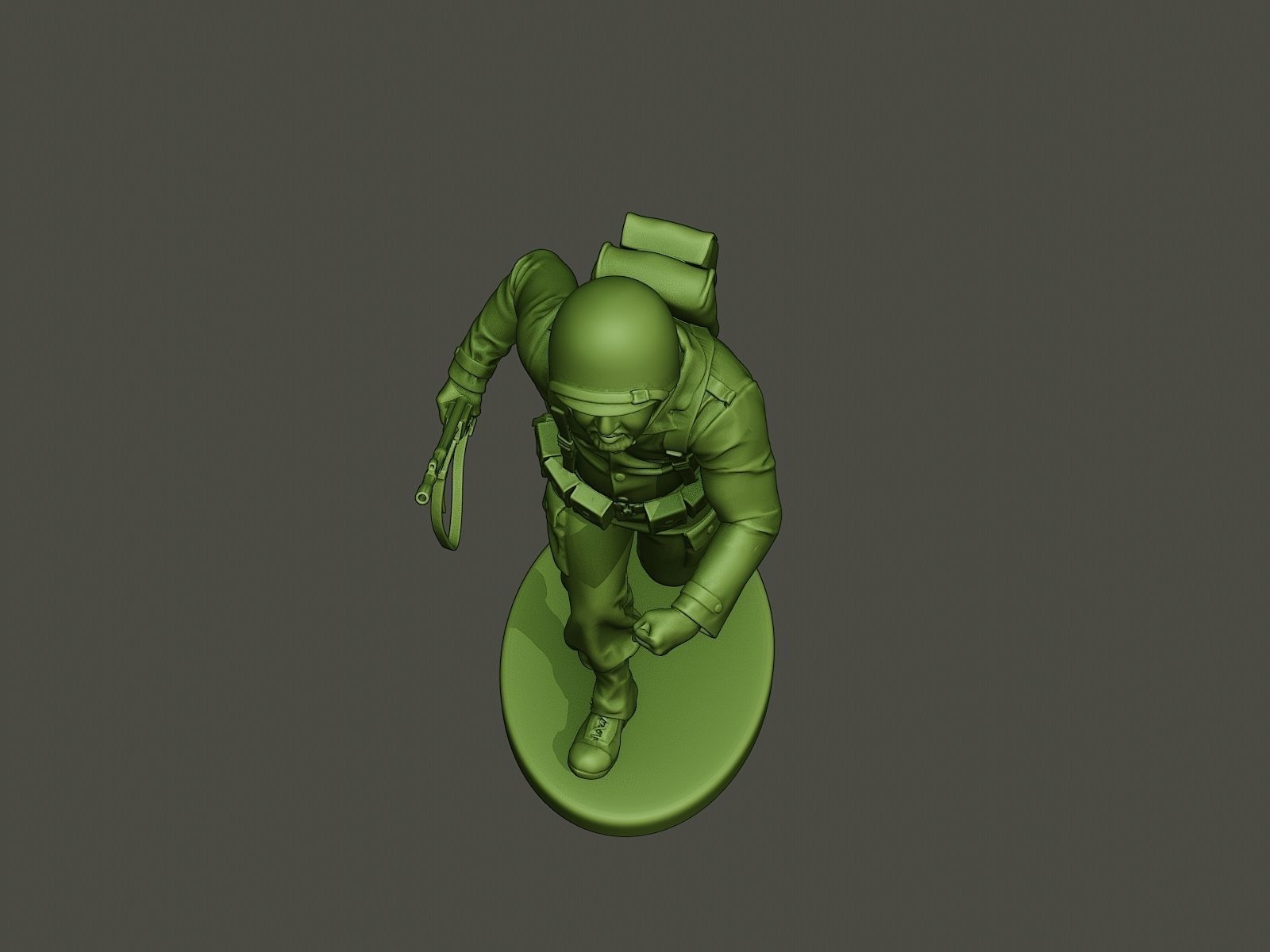 American soldier ww2 run A3 3D print model_13