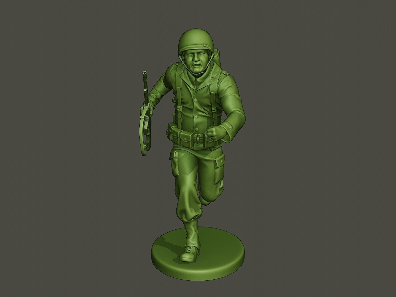 American soldier ww2 run A3 3D print model_10