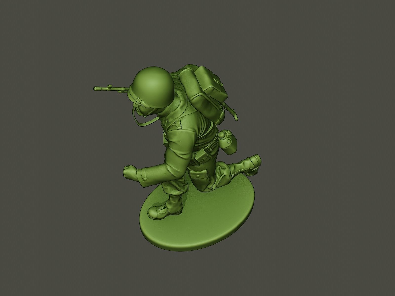 American soldier ww2 run A3 3D print model_14