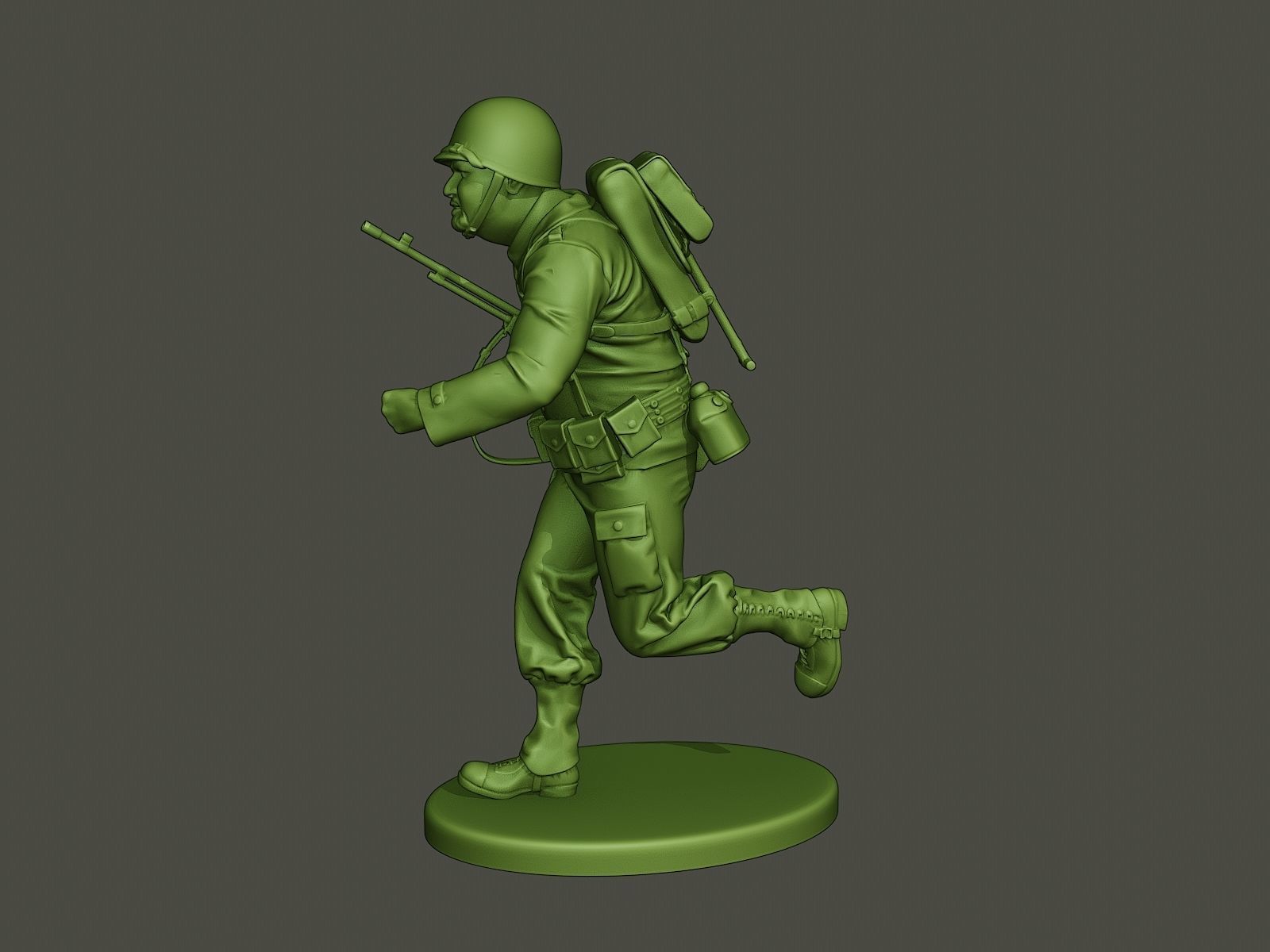 American soldier ww2 run A3 3D print model_2