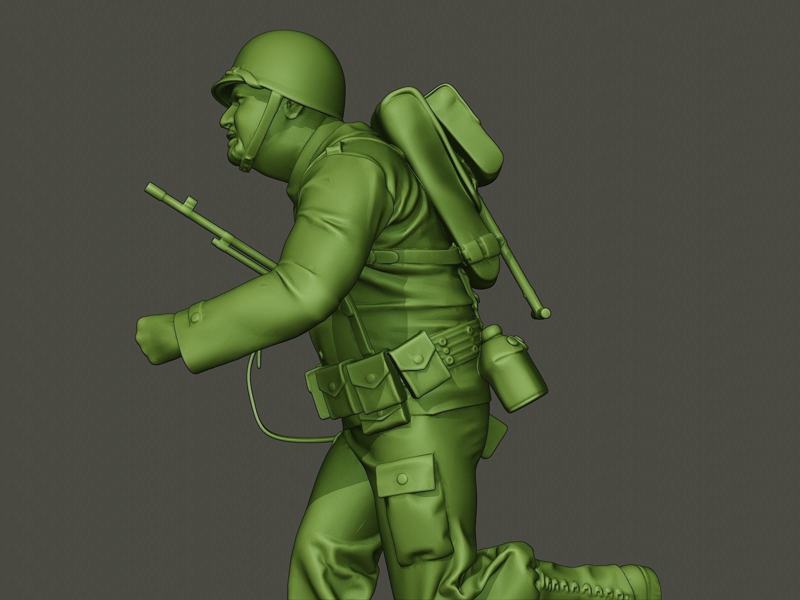 American soldier ww2 run A3 3D print model_16