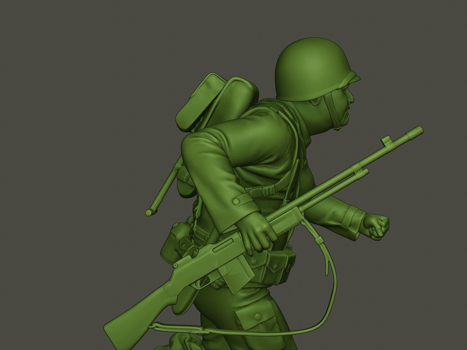 American soldier ww2 run A3 3D print model_19