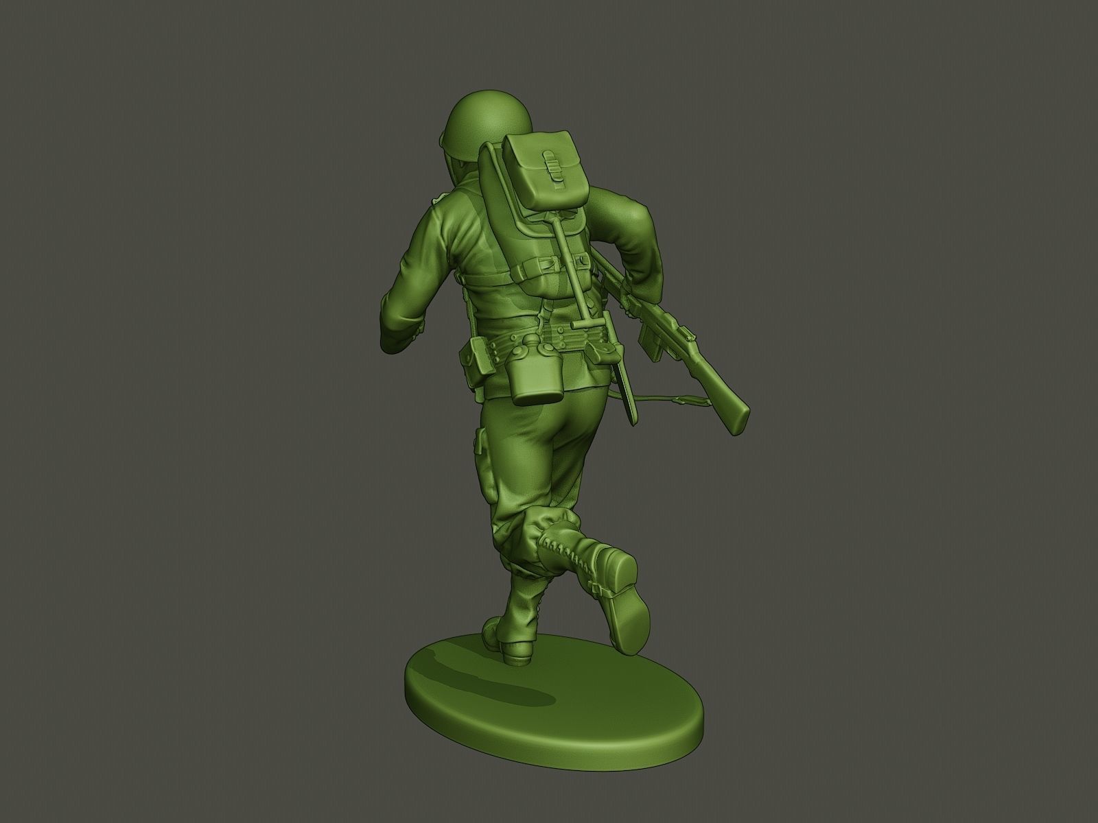 American soldier ww2 run A3 3D print model_4