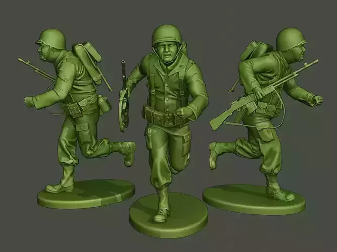 American soldier ww2 run A3 3D print model