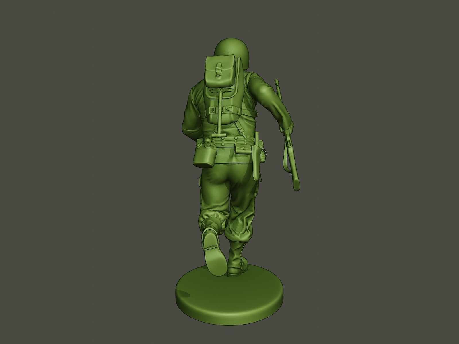 American soldier ww2 run A3 3D print model_5
