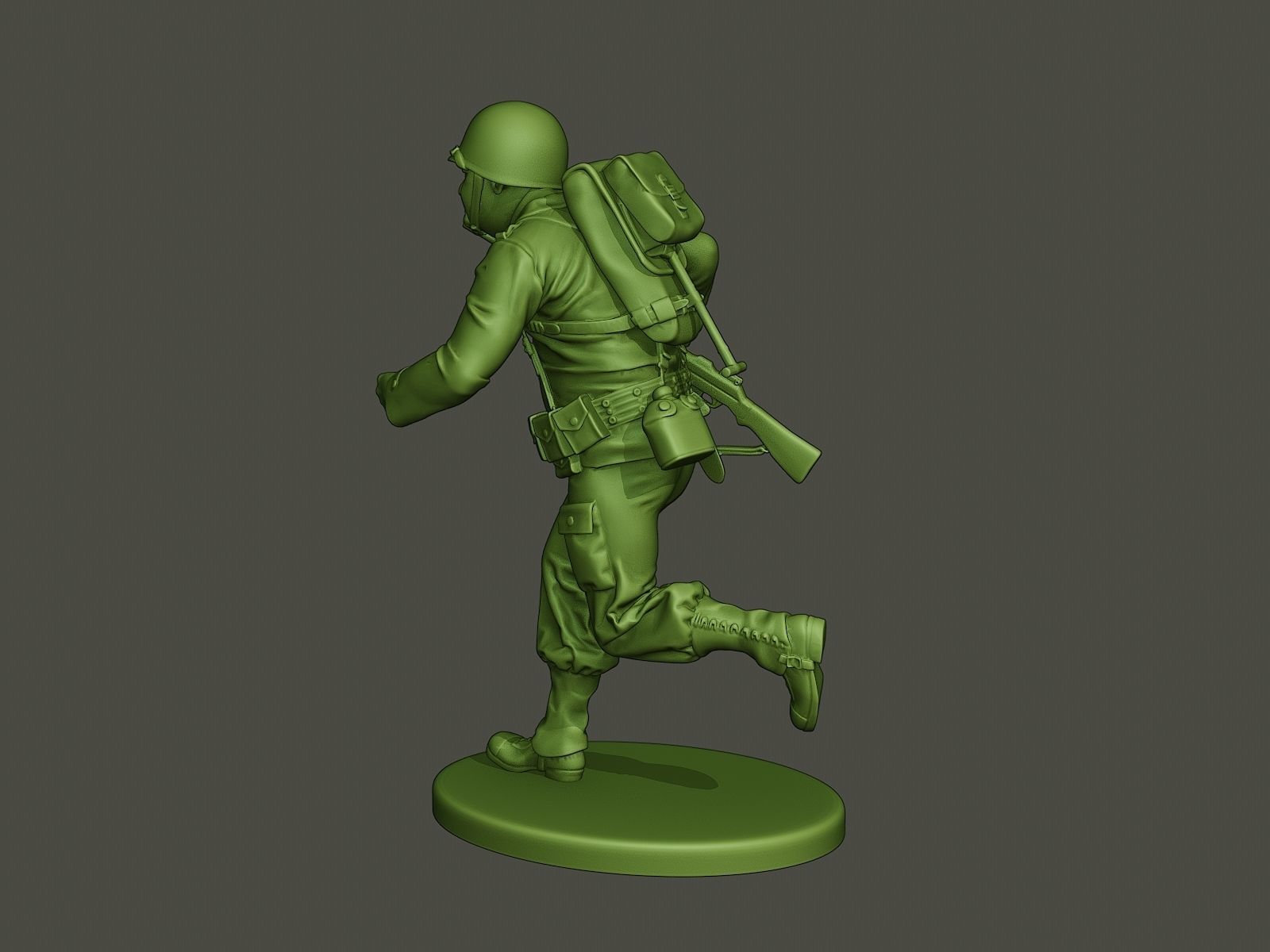American soldier ww2 run A3 3D print model_3