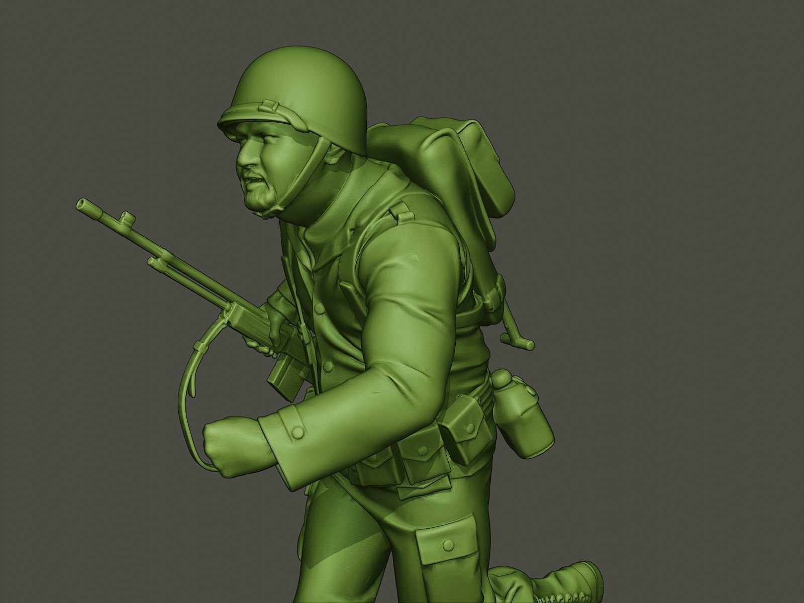 American soldier ww2 run A3 3D print model_17