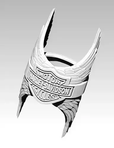 Biker Ring with pair wings version 2