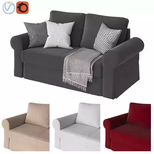BACKABRO 2 sofa with pillows and blankets