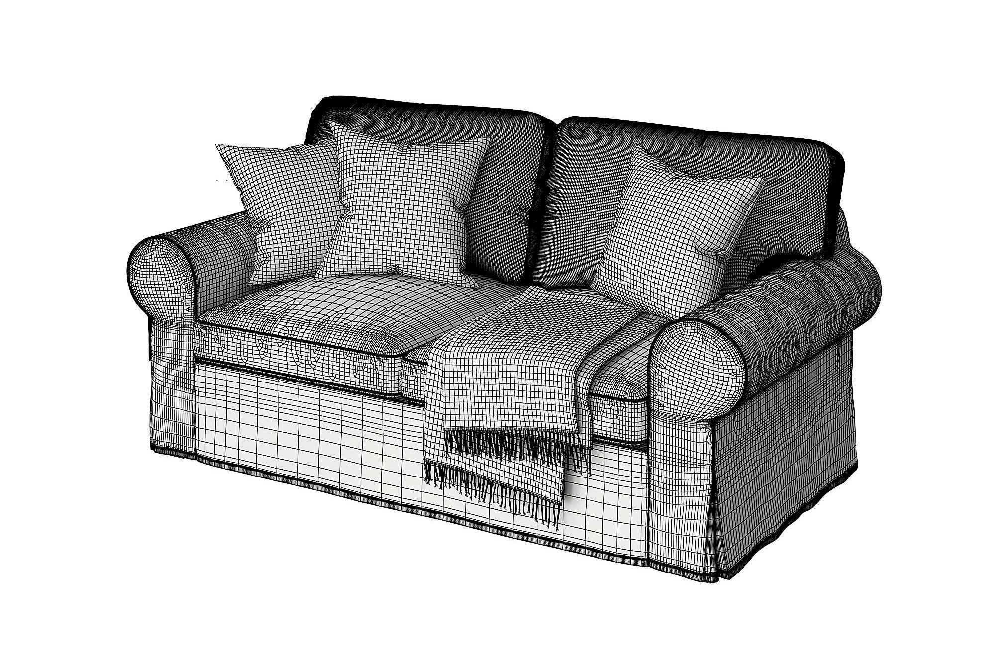 BACKABRO 2 sofa with pillows and blankets 3D model_4